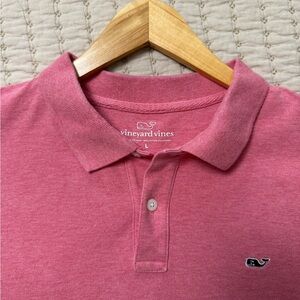Vineyard Vines Pink Polo Shirt Large timeless Logo Short Sleeve Preppy golf